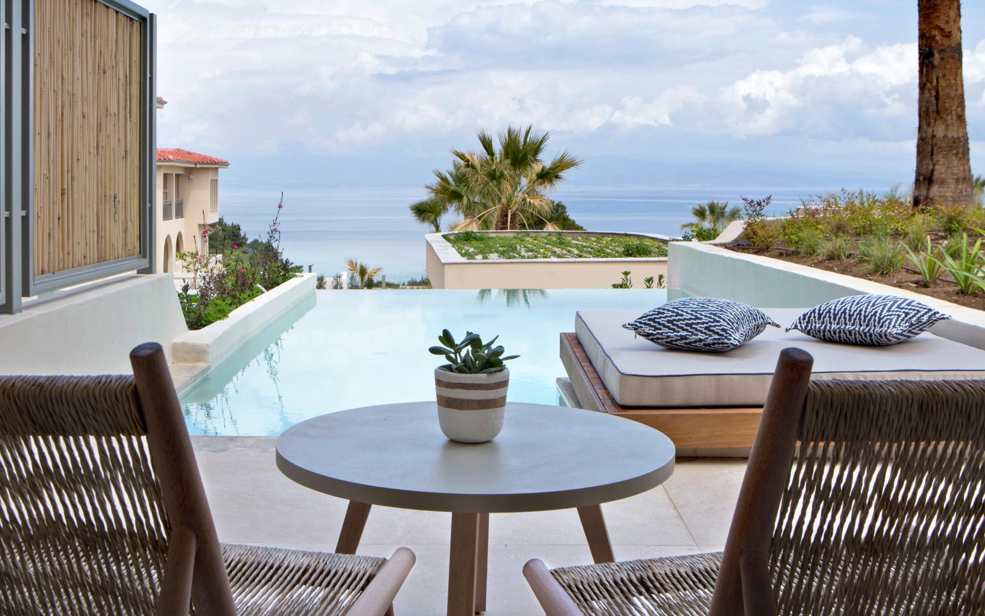 Σουίτα Panoramic ενός δωματίου με θέα στη θάλασσα, ιδιωτική πισίνα & τζακούζι